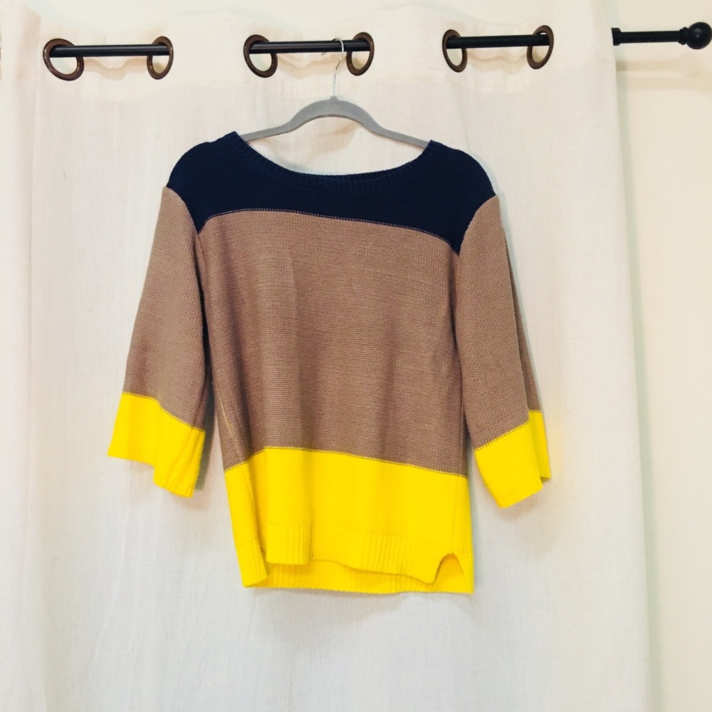 Blue/brown/yellow sweater